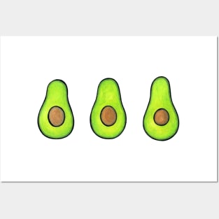 3 Avocados - cute and fun avocado design on white Posters and Art